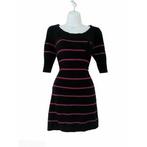 Takeout Black and Purple Striped Acrylic Sweater Dress Size L